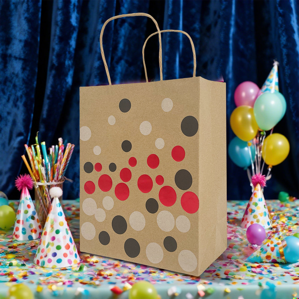 Confetti Sparkle Kraft Bags Asst. Medium 18x10x23cm 6Pcs/Pk