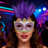 Feathered Eye Mask Purple Adult Size