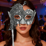 Deluxe Eye Mask with Stick Silver