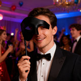 Plastic Eye Mask with Stick Black, Plain Design