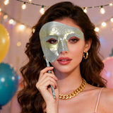 Plastic Eye Mask with Stick Silver