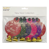 New Year Foil Blowouts Assorted Colours 6Pcs/Pk