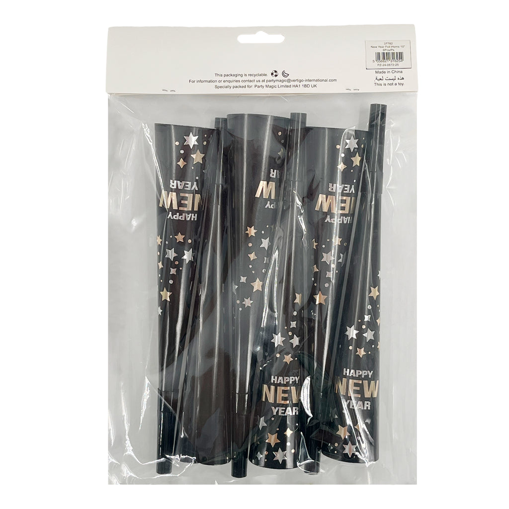 New Year Foil Horns 10'' 6Pcs/Pk