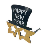 Happy New Year Glasses Gold | With black stars