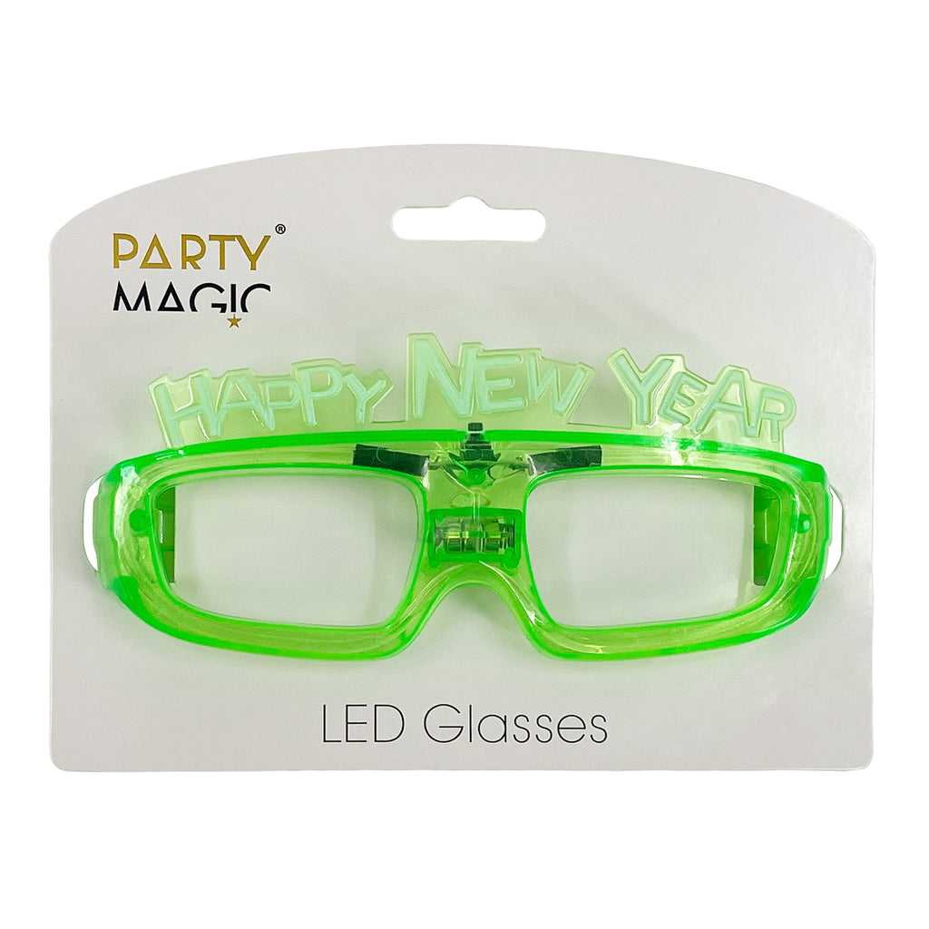 Happy New Year LED Glasses Pack of 1, Assorted colors.