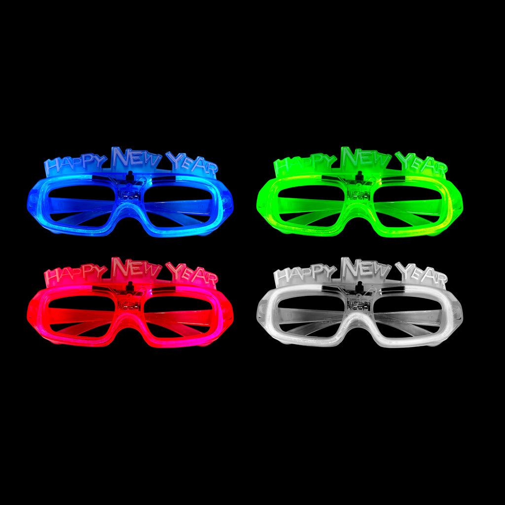 Happy New Year LED Glasses Pack of 1, Assorted colors.
