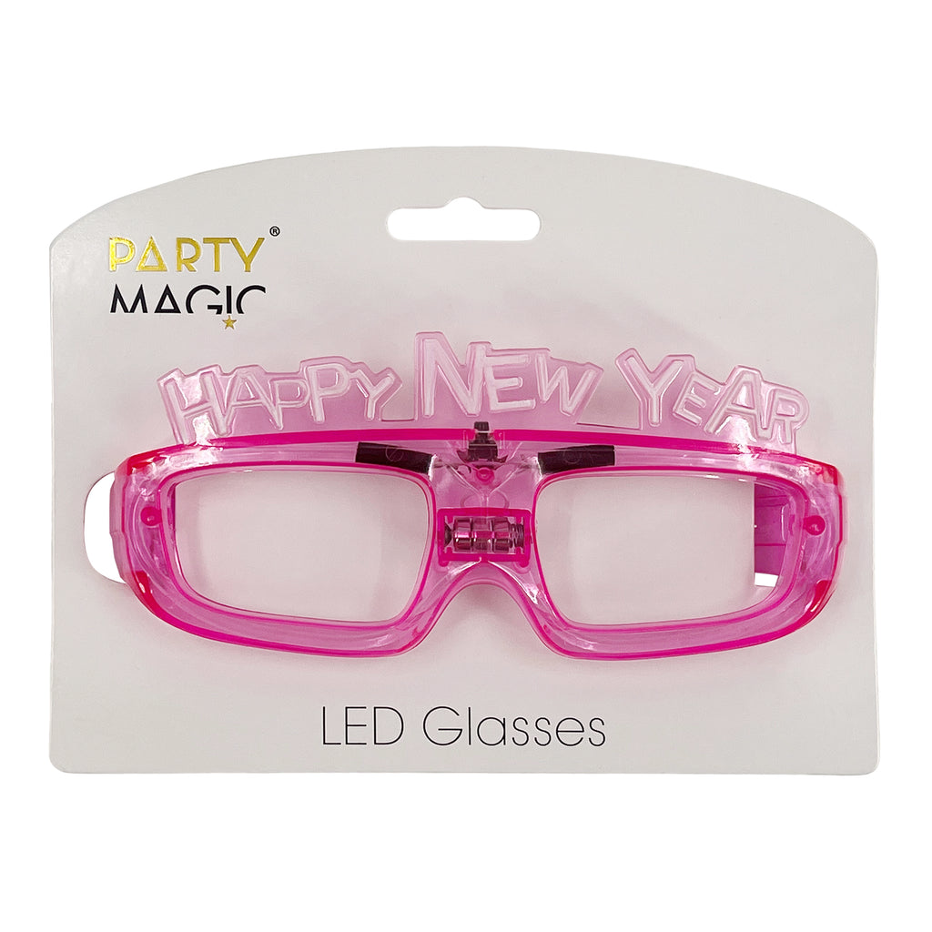 Happy New Year LED Glasses Pack of 1, Assorted colors.