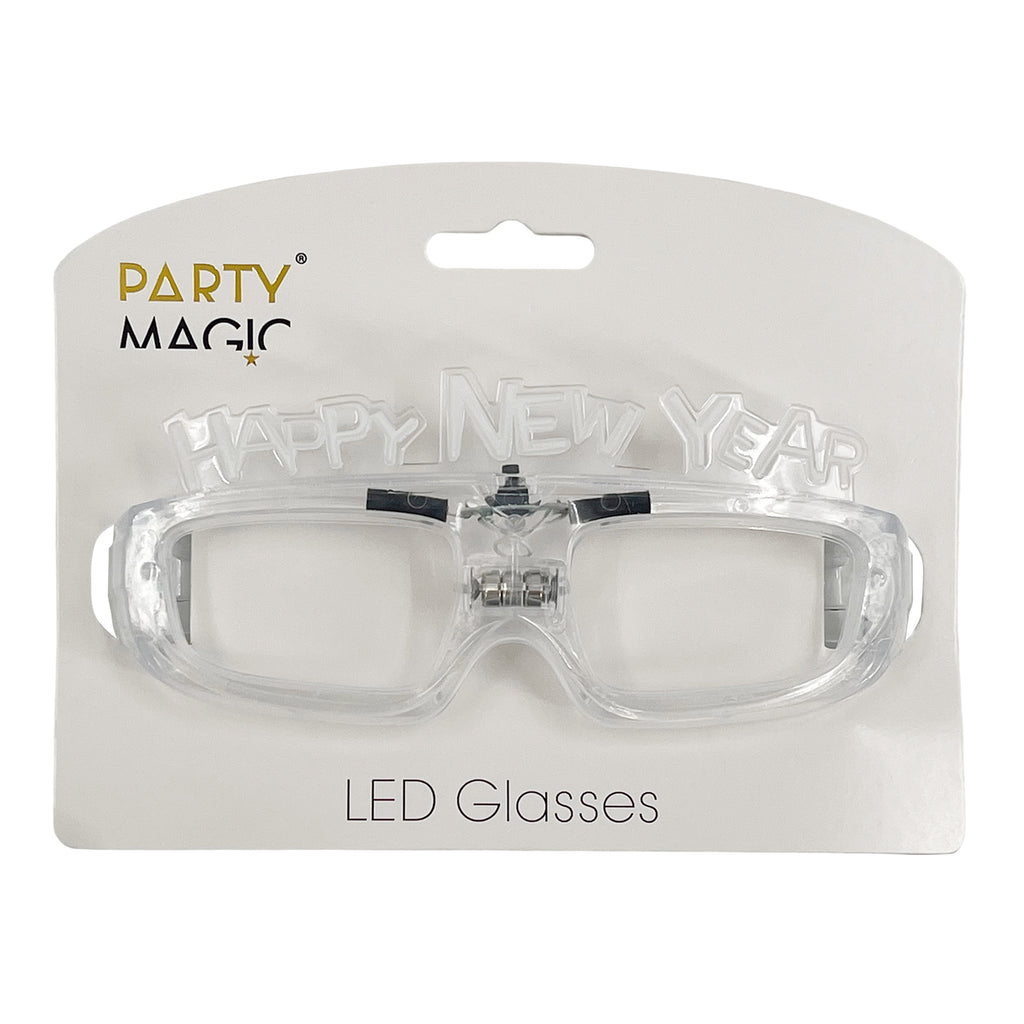 Happy New Year LED Glasses Pack of 1, Assorted colors.