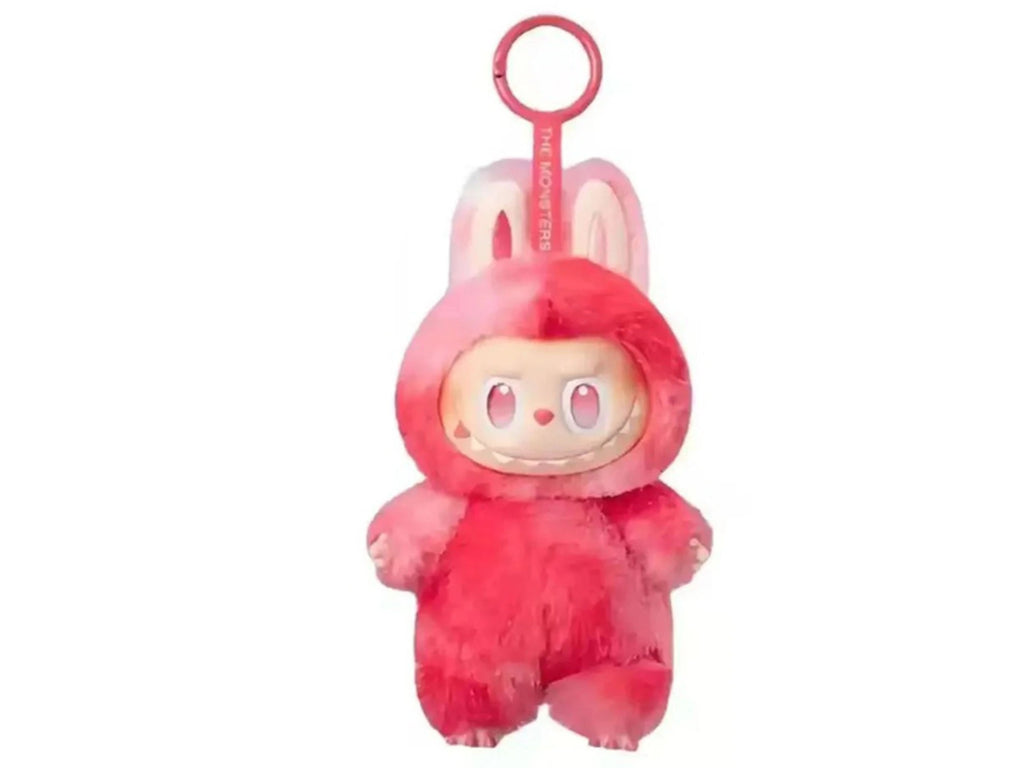 Pink Monsters Labubu with bunny ears on a white background