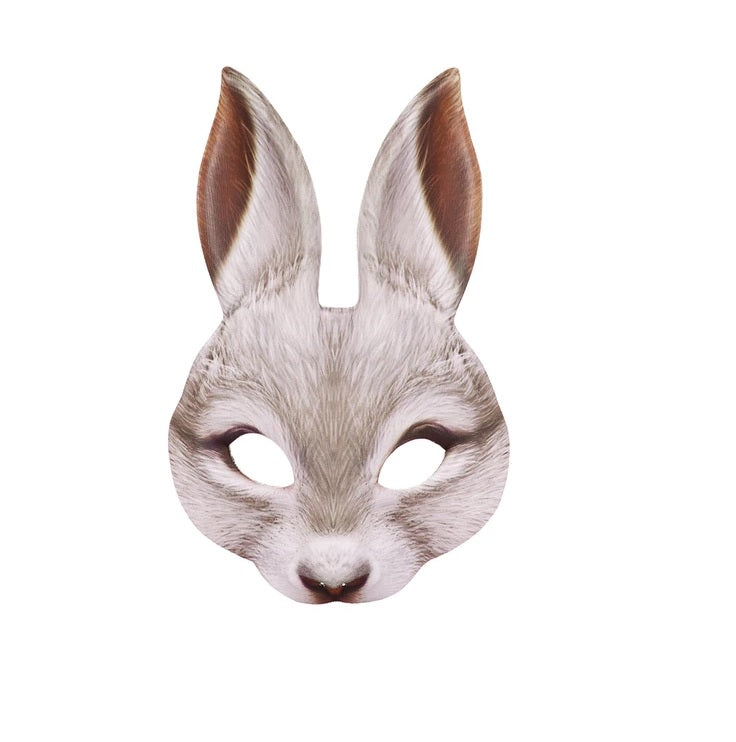 Kids White Rabbit Mask on Elastic