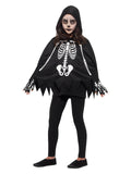 Kids Skeleton Poncho w/ Gloves by Smiffys in Black/ White for Children 3Y+