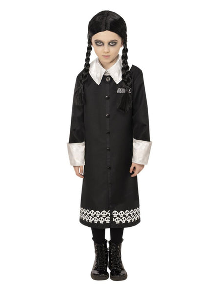 Addams Family Wednesday G Costume by Smiffys in Black for Girl 10-12Y