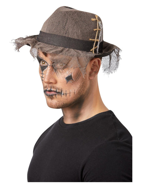 Smiffys Gothic Distressed Linen Style Trilby Hat Grey - Men 16Y+ grey