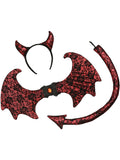 Smiffys Retro Lace Devil Kit, Black & Red Headband, Wings & Tail - Women 16Y+ Red/black