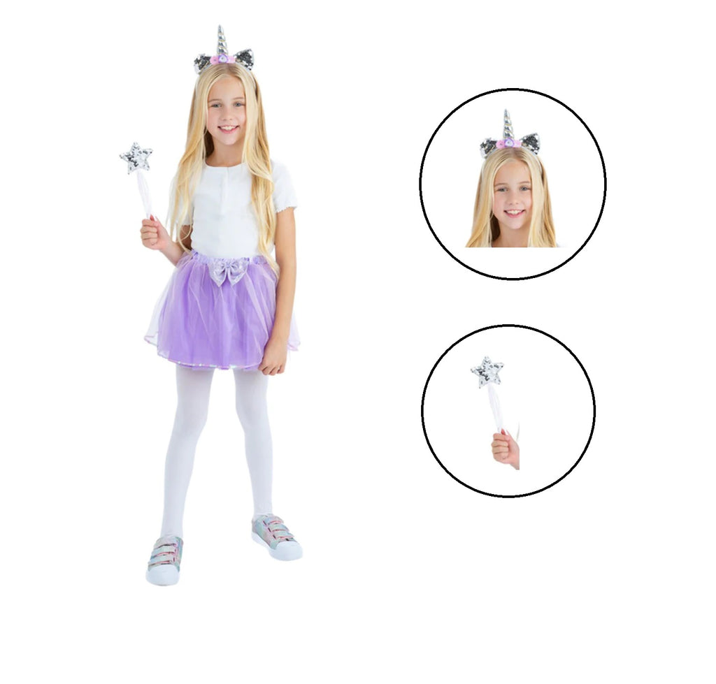 Purple Unicorn Kit, with Tutu, Headband & Wand