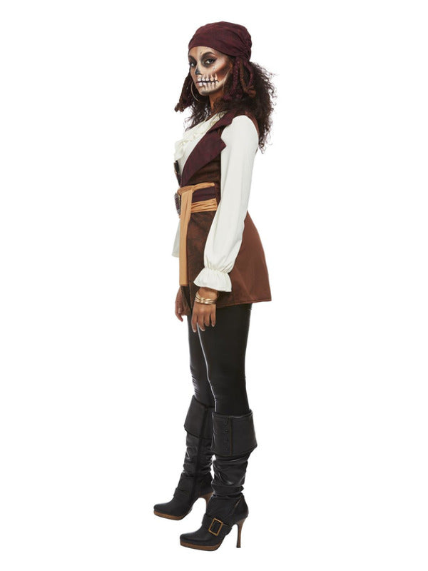 Dark Spirit Pirate Female Costume, Brown, Top & Hat