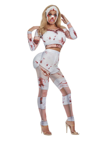 Botched Surgery Female Costume, White, Padded Top & Trousers Halloween costume