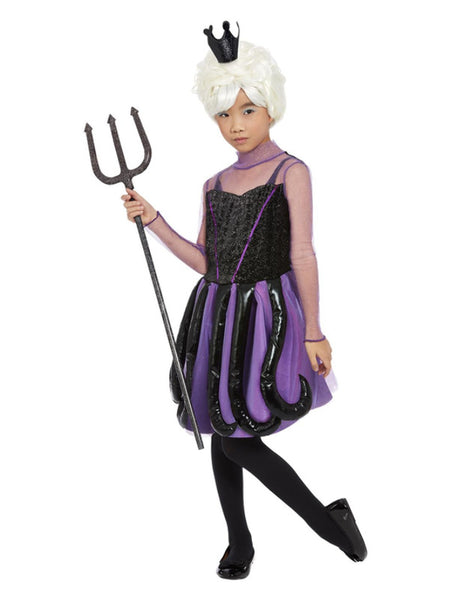 Girls Evil Sea Witch Costume by Smiffys in Black/Purple for Girl 10-12Y