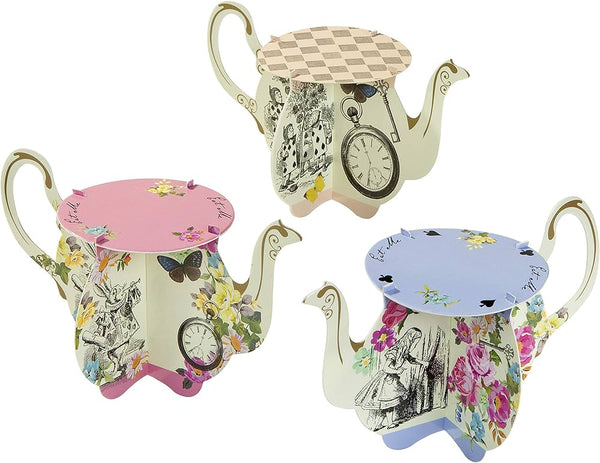 Talking Tables Truly Alice Teapot Cake Stands 6Pk - Talking Tables