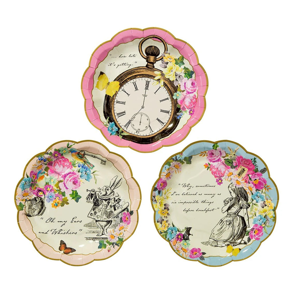 Talking Tables Truly Alice Paper Plate 24Pk 3 Designs (10 Scallops)
