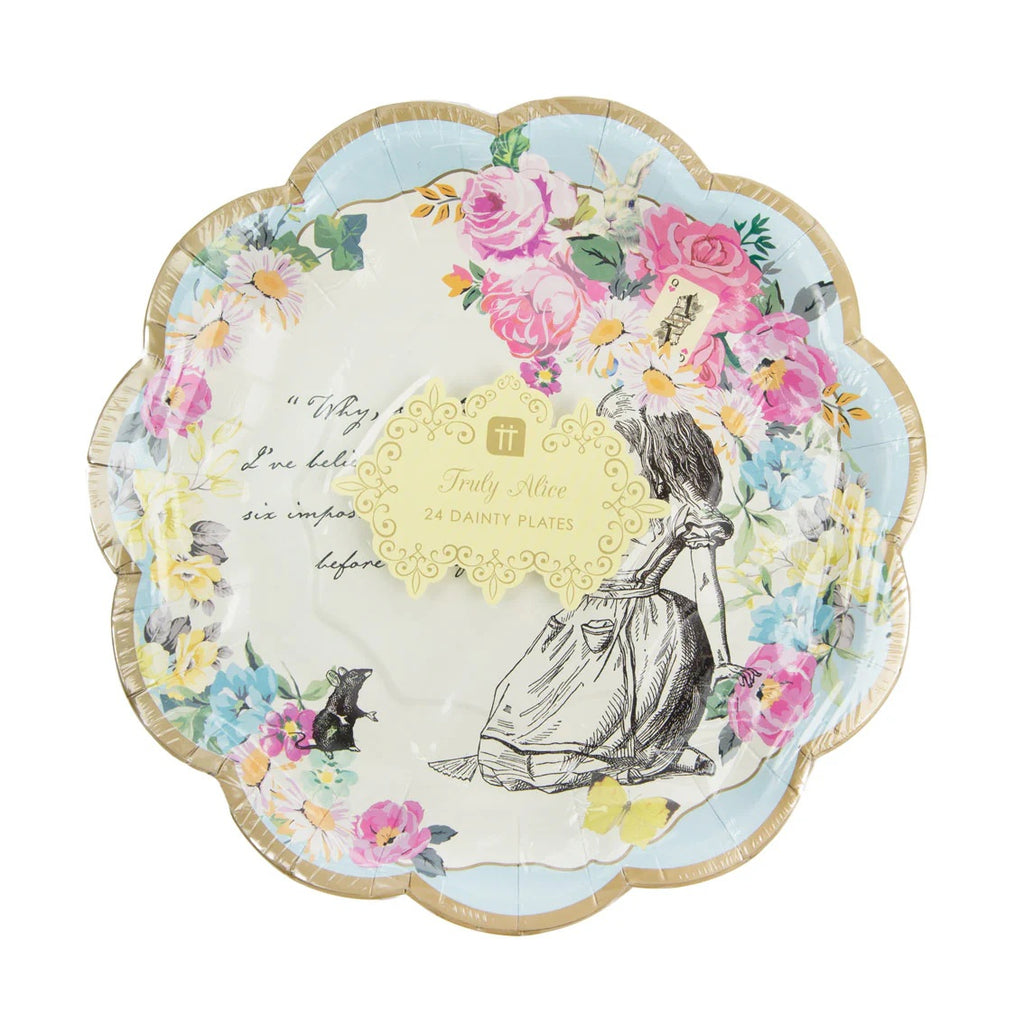 Talking Tables Truly Alice Paper Plate 24Pk 3 Designs (10 Scallops)