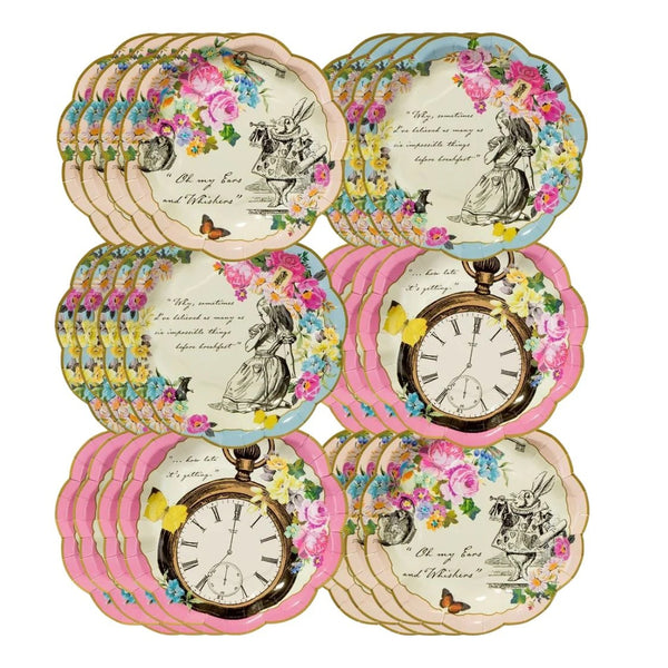 Talking Tables Truly Alice Paper Plate 24Pk, 3 Designs (10 Scallops) - Talking Tables