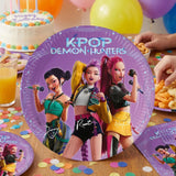 K-Pop Demon Hunters Birthday Party Paper Plates 20cm FSC Certified - 8 Pack | Party Supplies Dubai