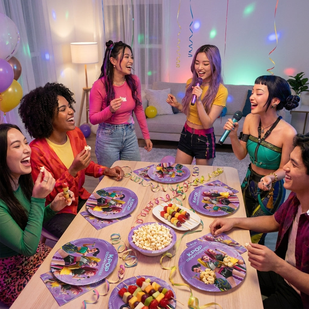 K-Pop Demon Hunters Birthday Party Paper Plates 20cm FSC Certified - 8 Pack | Party Supplies Dubai