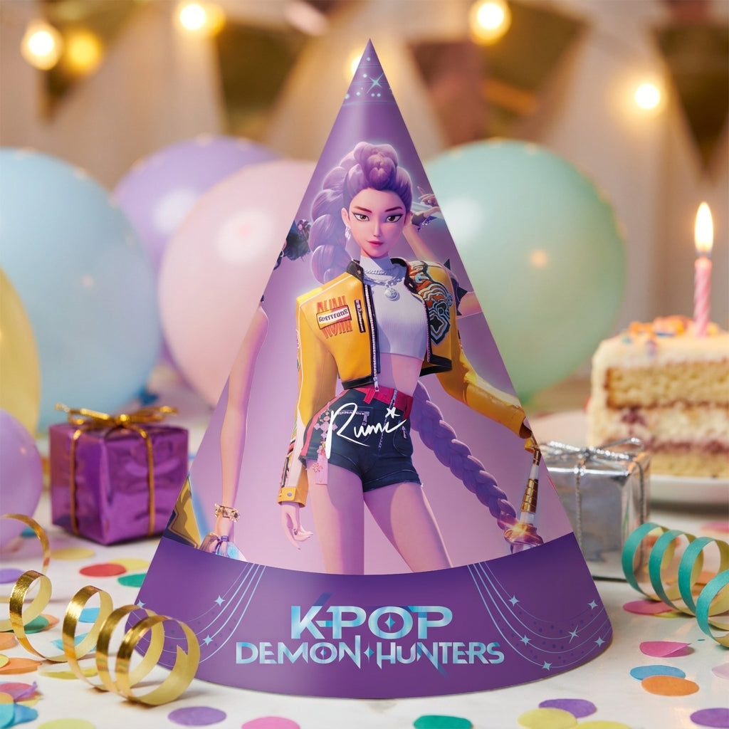 K-Pop Demon Hunters Party Hats FSC Certified - 6 Pack | Birthday Party Decorations UAE