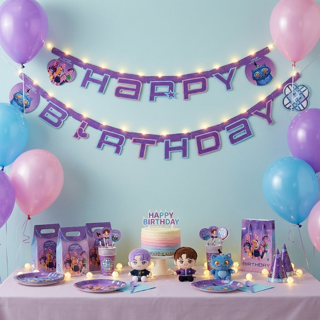 K-Pop Demon Hunters Happy Birthday Banner FSC Die-Cut Decoration | Party Supplies UAE