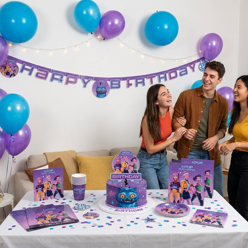 K-Pop Demon Hunters Happy Birthday Banner FSC Die-Cut Decoration | Party Supplies UAE