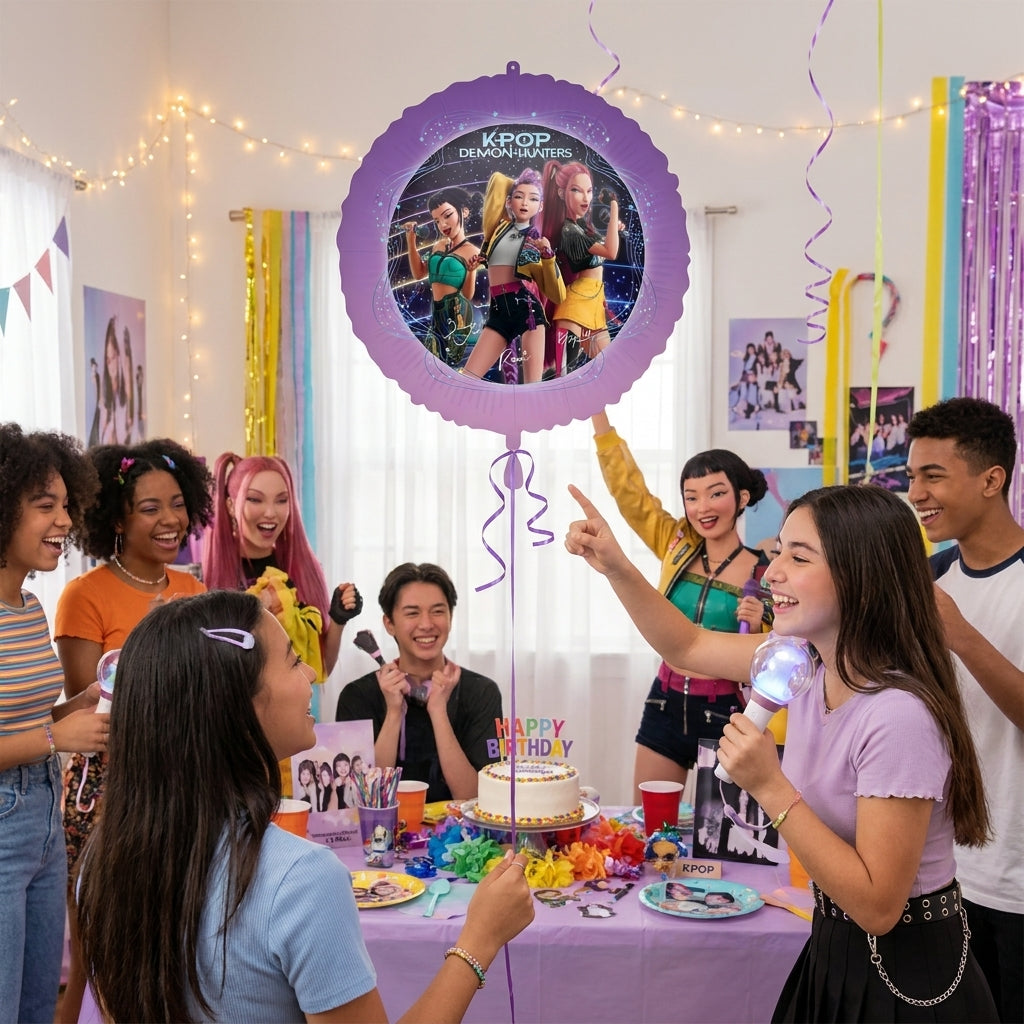 K-Pop Demon Hunters Round Foil Balloon 46cm Party Decoration | Birthday Decorations UAE