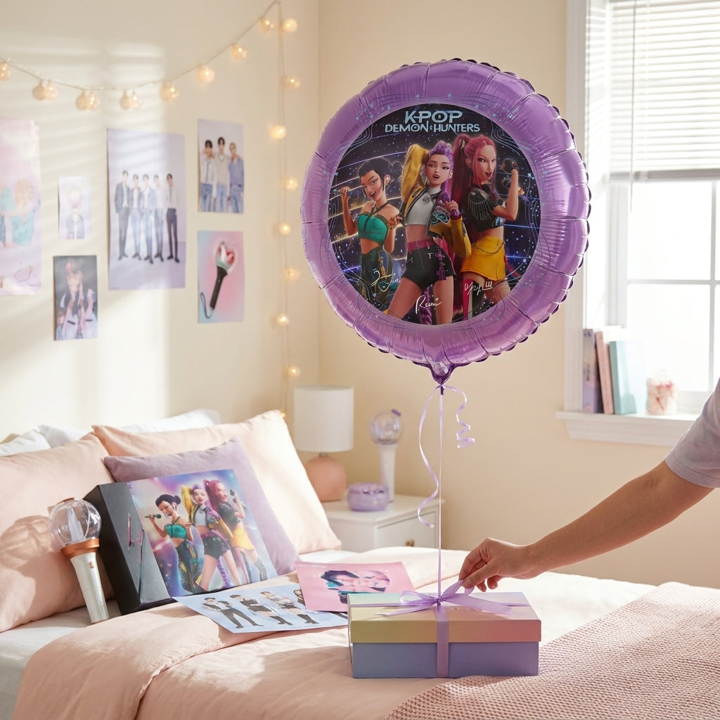 K-Pop Demon Hunters Round Foil Balloon 46cm Party Decoration | Birthday Decorations UAE