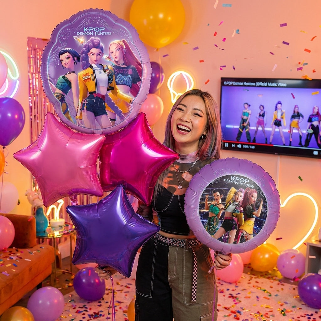 K-Pop Demon Hunters Foil Balloon Bouquet Set Party Decorations | UAE