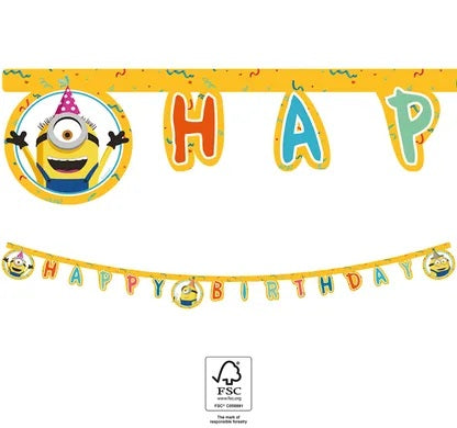 Minions: The Rise Of Gru FSC “Happy Birthday” Die-Cut Paper Banner 1Ct