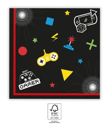 Gaming Party FSC Two-Ply Paper Napkins 33x33cm 20Ct
