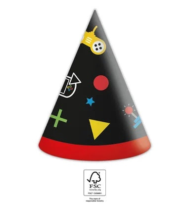 Gaming Party FSC Hats 6Ct