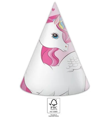 Unicorn Rainbow Colors FSC Hats 6Ct