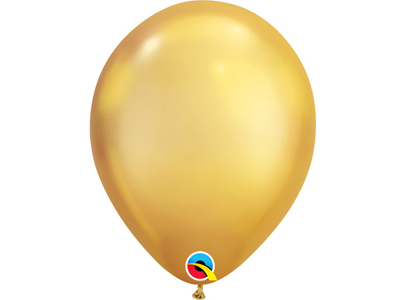 7 inch Round Chrome Balloon Gold 100ct
