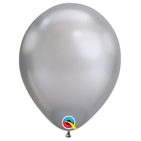 7 inch Round Chrome Balloon Silver 100ct