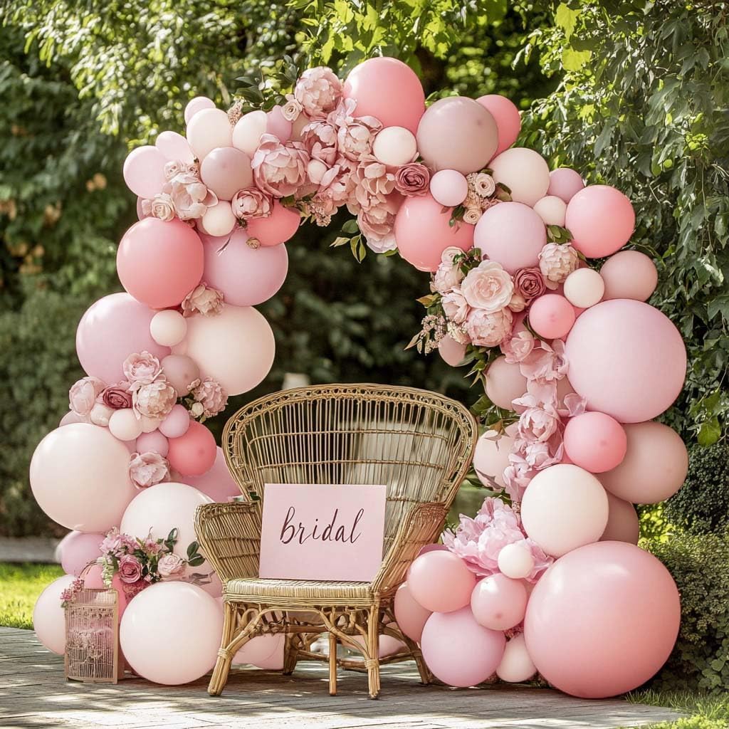 Matte Peach And Pink Hen Party Balloon Arch Garland