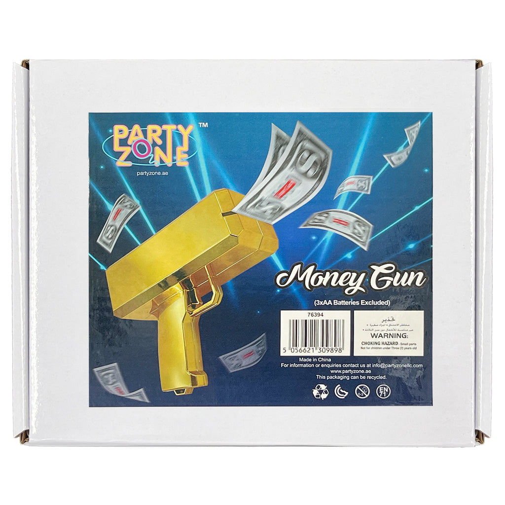 Party Zone Money Gun Gold 19x16.5x8.5cm