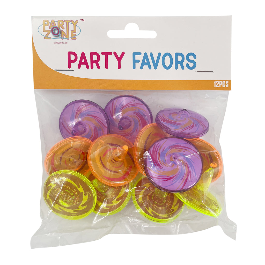Party Zone Spin Tops Assorted 12Pcs/Pk
