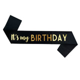 It's My Birthday Sash Black/Gold 160x9.5cm - Party Zone