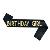 Birthday Girl Sash Black/Gold 160x9.5cm - Party Zone