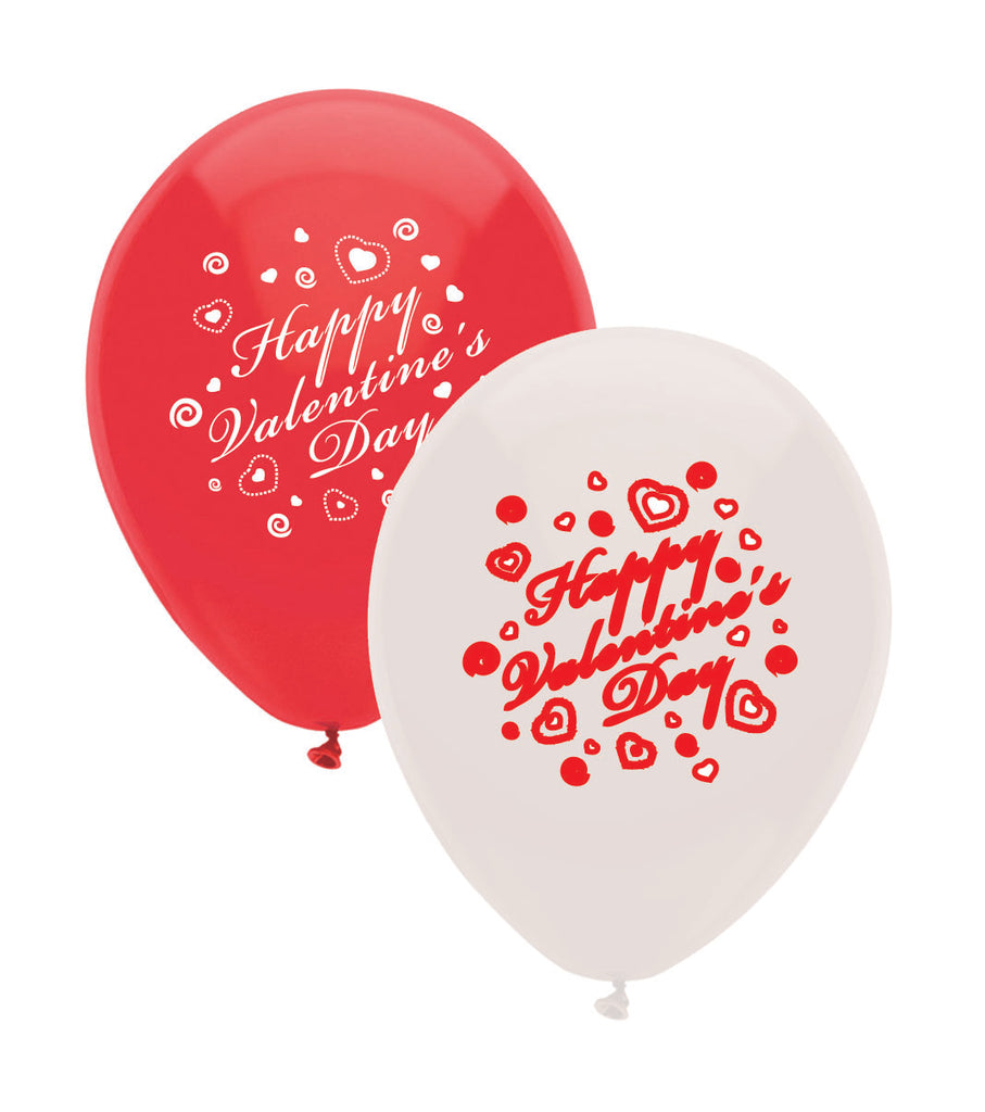 15-Pack Happy Valentine’s Day Printed Balloons – Red & Pink Latex Balloons for Party Decor