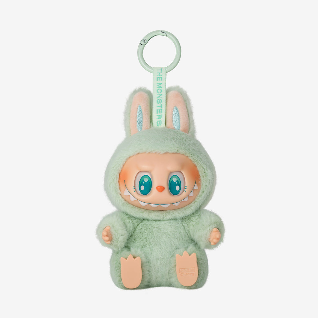 Pop Mart Labubu with a character design on a white background