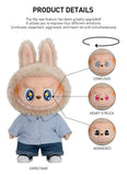 POP MART Labubu Flip with me with flip-eye feature showing different emotions on a white background