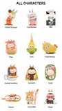 Collection of Pop Mart Labubu with labels on a white background