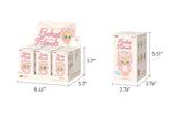 Display of 'Pocket Friends' boxes with measurements on a white background